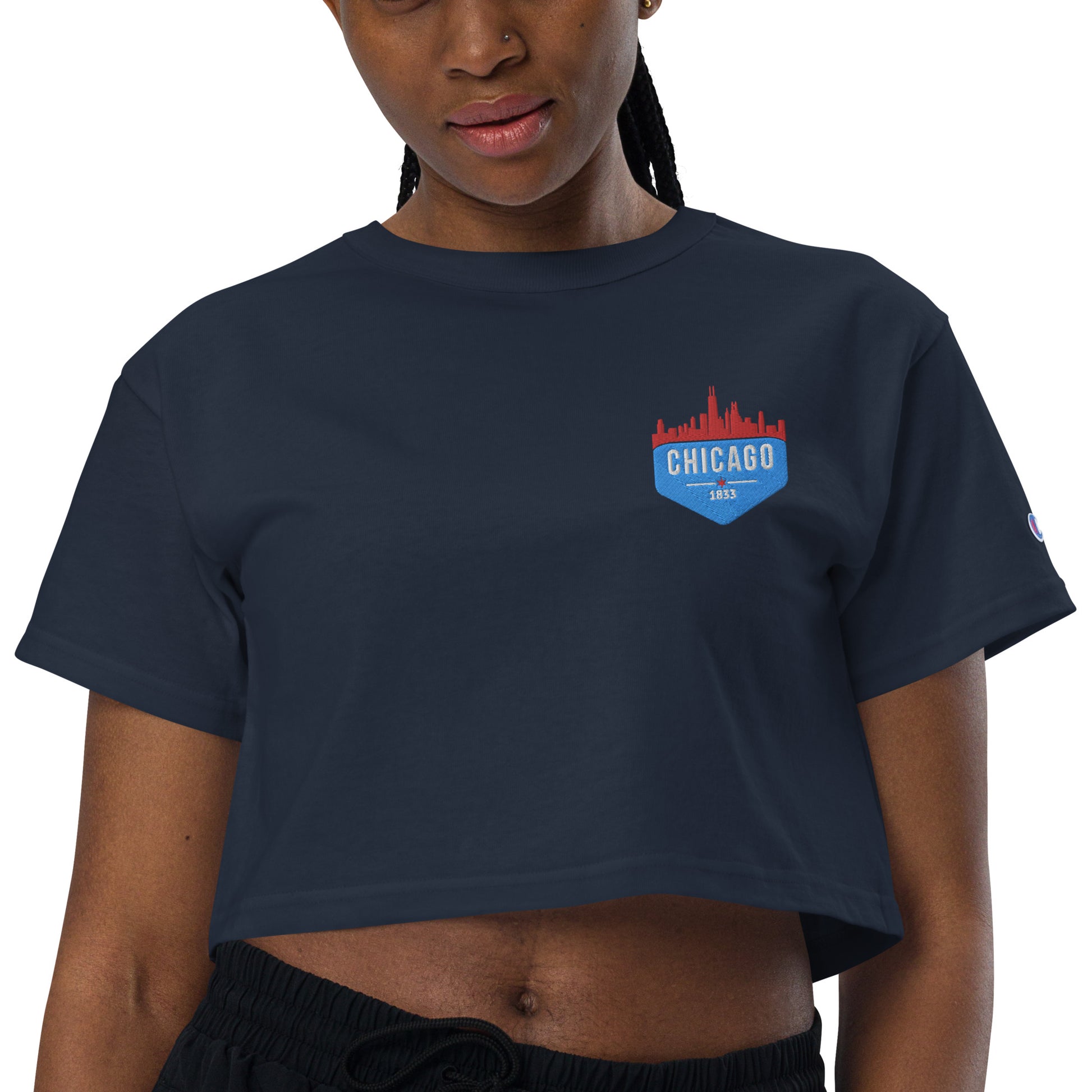 Women's Fitted T-Shirt  Embroidered Chicago Cubs Theme Patch – scapemycity