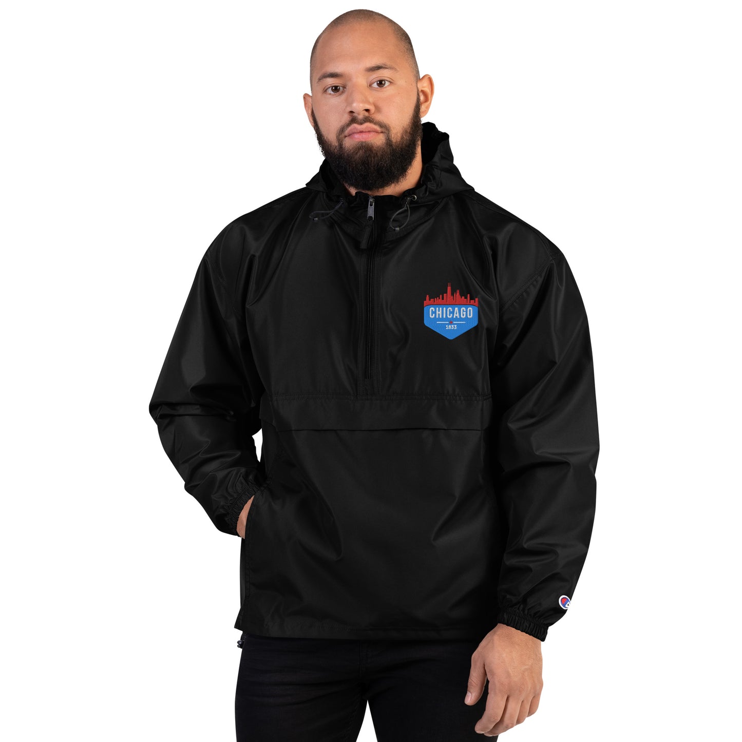 Champion Rain Jacket | Embroidered Chicago Flag Theme Patch