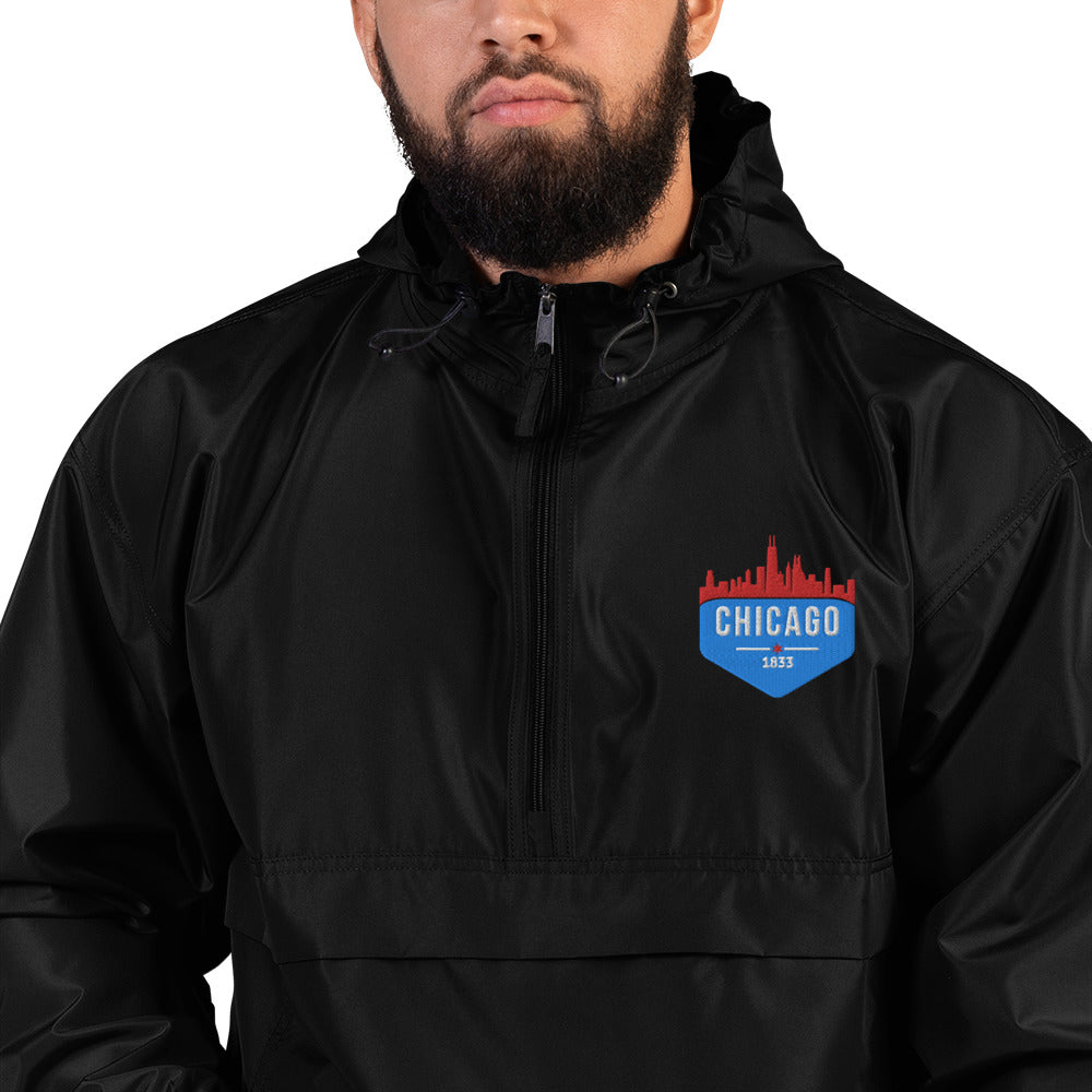 Champion Rain Jacket | Embroidered Chicago Flag Theme Patch