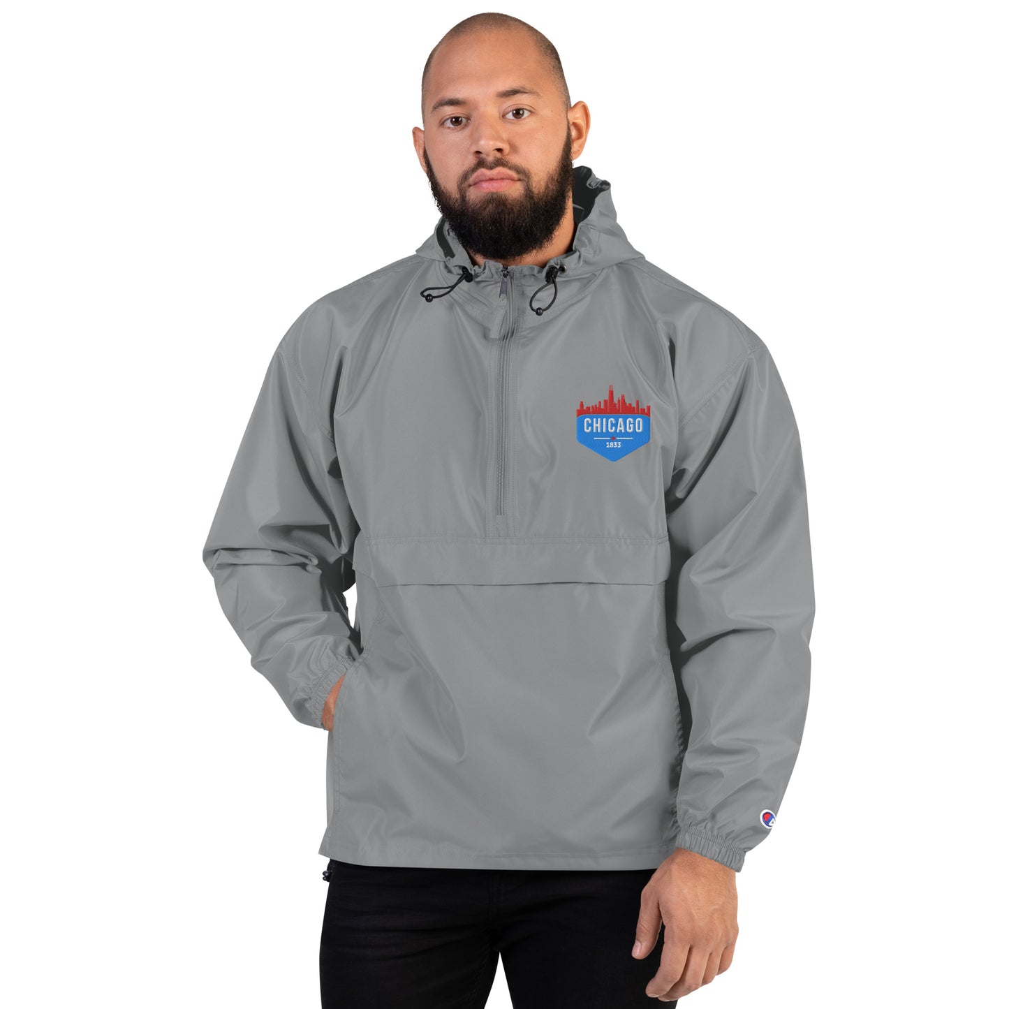 Champion Rain Jacket | Embroidered Chicago Flag Theme Patch