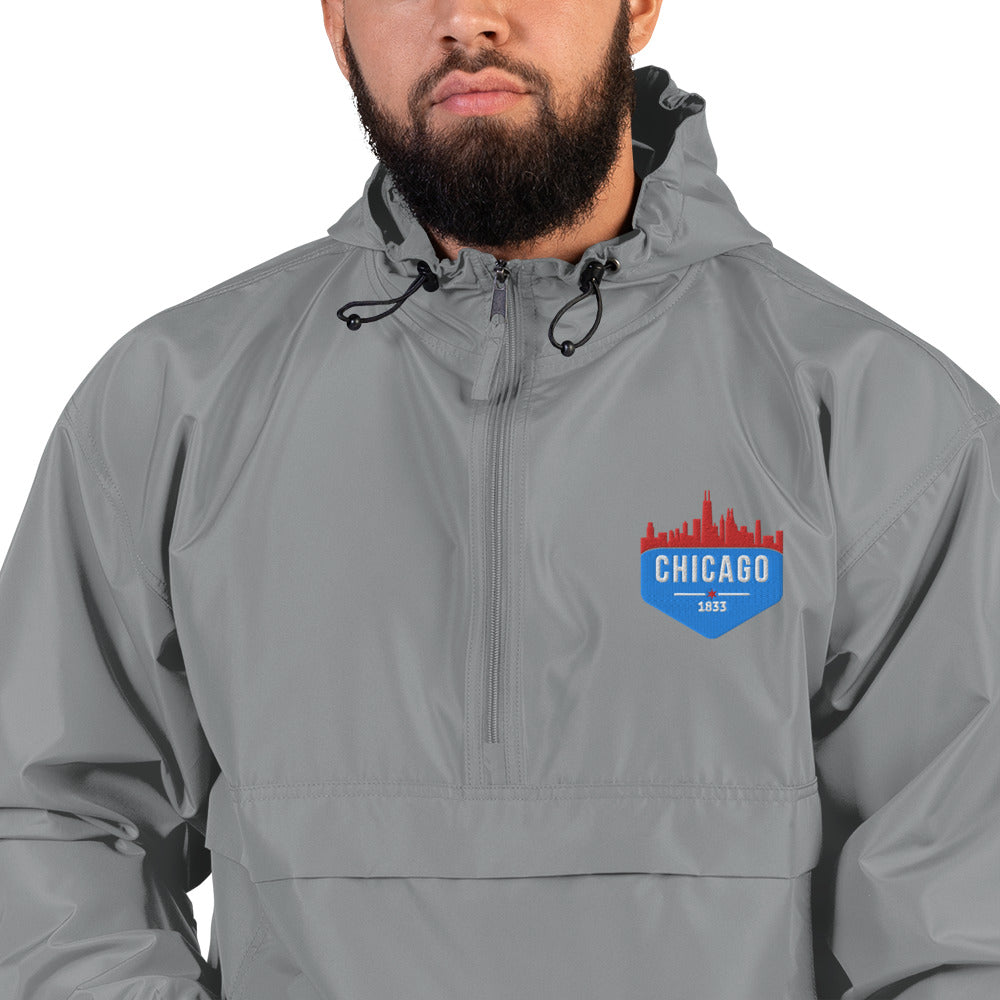 Champion Rain Jacket | Embroidered Chicago Flag Theme Patch