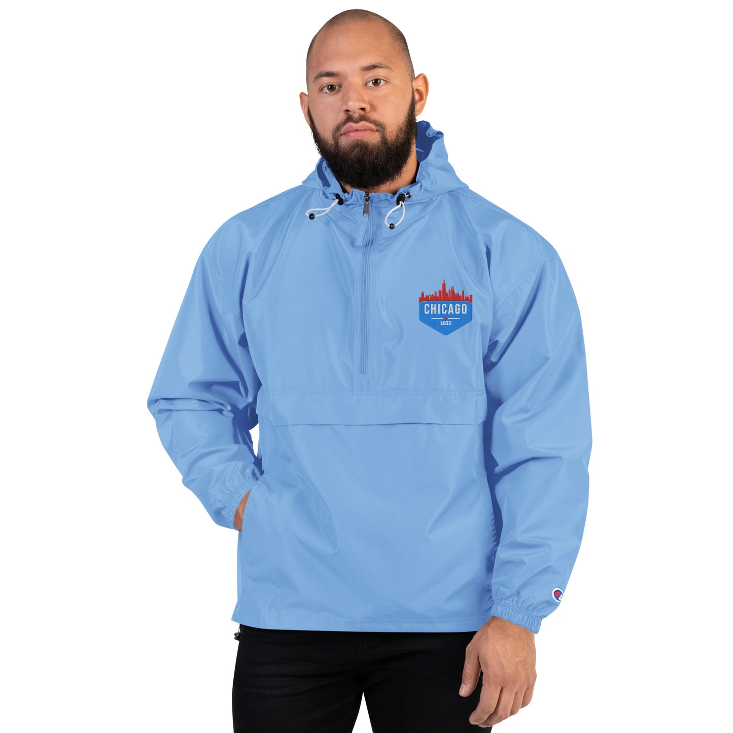 Champion Rain Jacket | Embroidered Chicago Flag Theme Patch