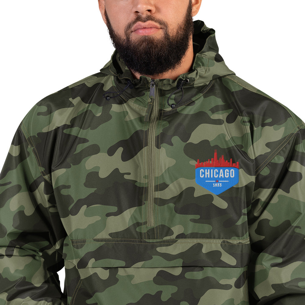 Champion Rain Jacket | Embroidered Chicago Flag Theme Patch