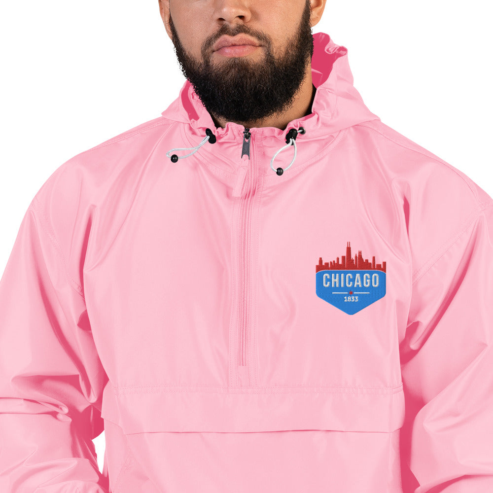 Champion Rain Jacket | Embroidered Chicago Flag Theme Patch