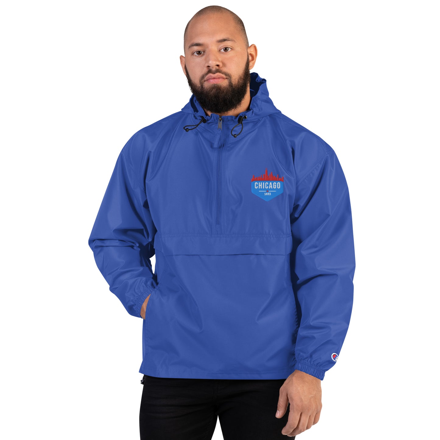 Champion Rain Jacket | Embroidered Chicago Flag Theme Patch