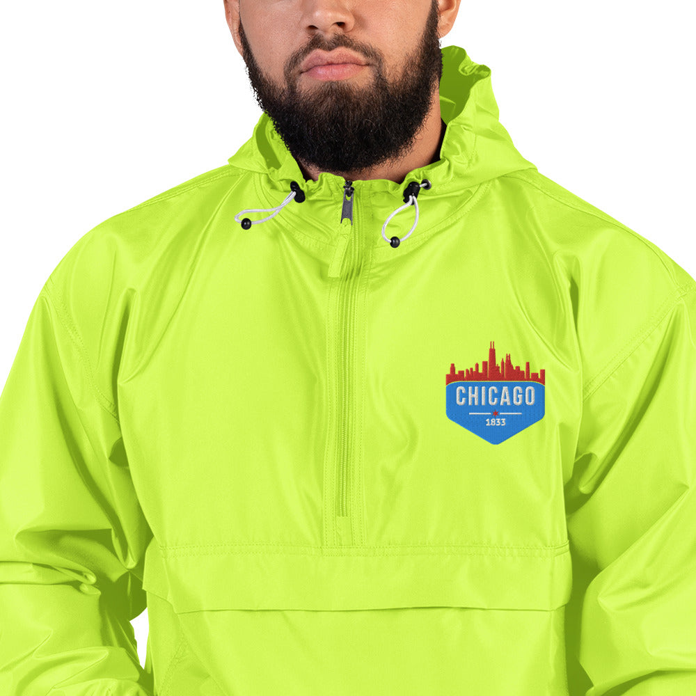 Champion Rain Jacket | Embroidered Chicago Flag Theme Patch