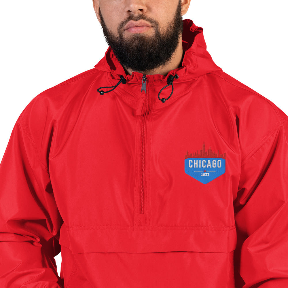 Champion Rain Jacket | Embroidered Chicago Flag Theme Patch