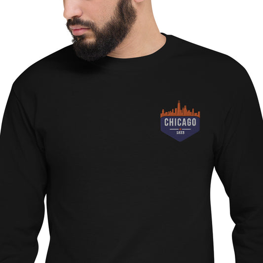 Men's Champion Long Sleeve Shirt | Embroidered Chicago Bears Theme Patch