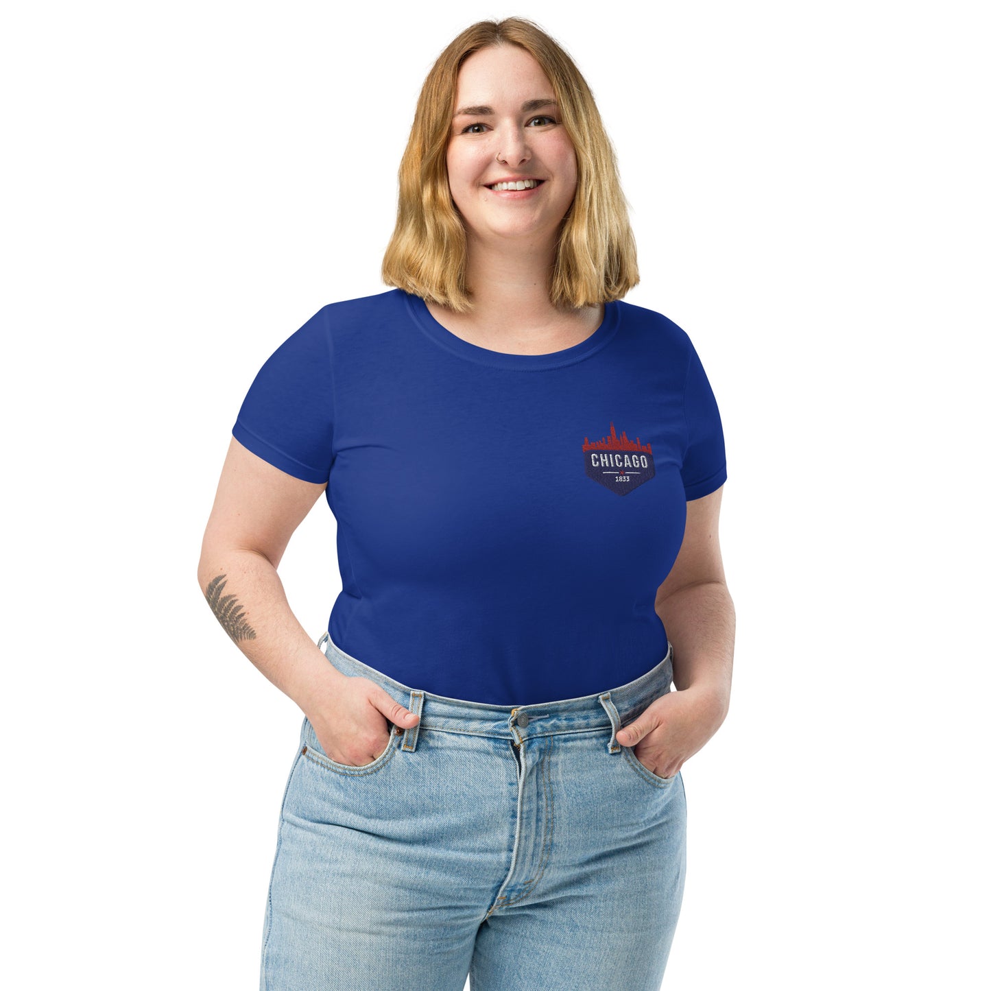 Women's Chicago Cubs Heathered Royal Plus Size Cold Shoulder T-Shirt